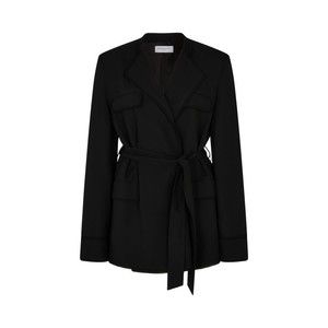 Serena Bute Relaxed Jacket With Georgette Trim - Black - NWT